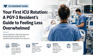 ICU resident guide graphic for a first ICU rotation