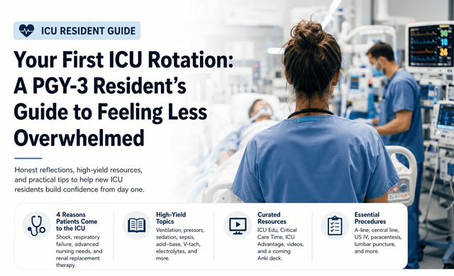 ICU resident guide graphic for a first ICU rotation